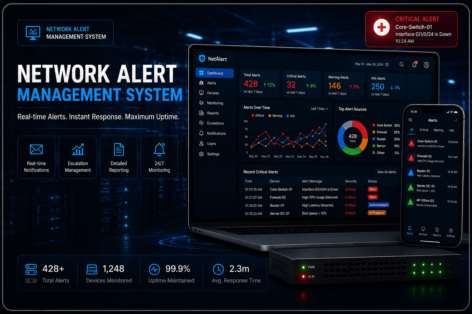 Network Alert Management System dashboard